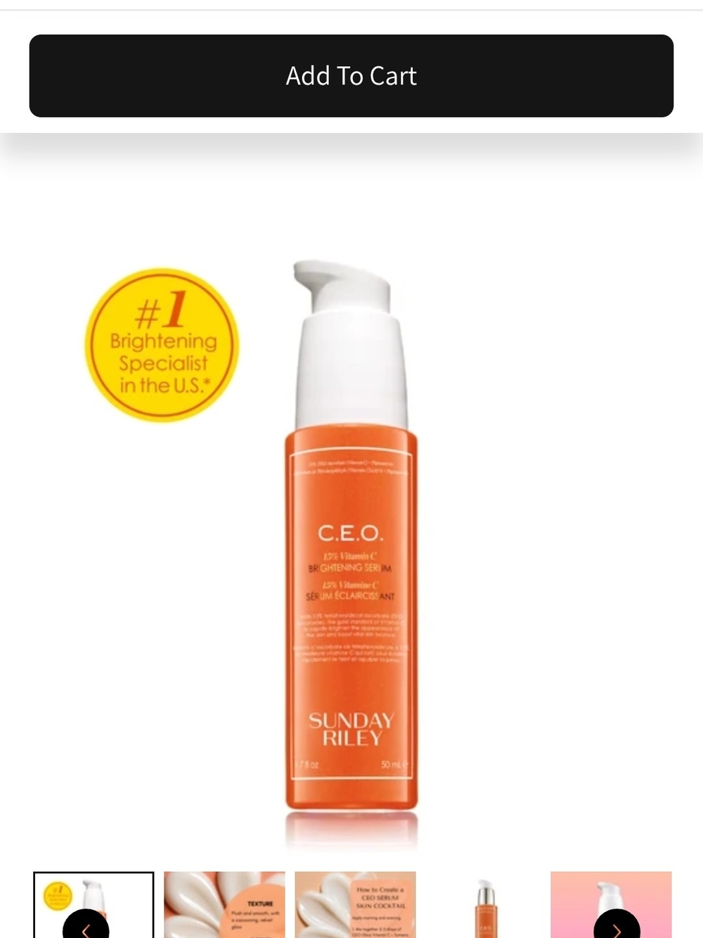 Sunday Riley Bright Orange C.E.O. 15% Vitamin C Brightening Serum Bottle...NW. - Picture 8 of 9